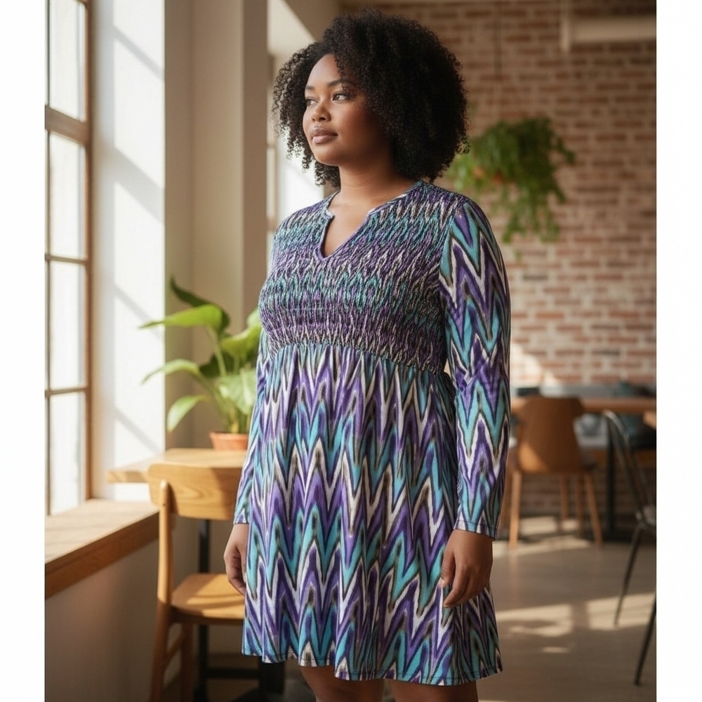 Laundry by Shelli Segal Purple and Teal Chevron Cover Up - P